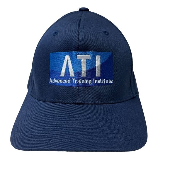 Advanced Training Institue Hat Cap Fitted SM Adult Blue Flex Fit Logo Mens - Picture 1 of 8